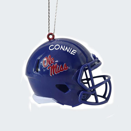 University Football Helmet Personalized Glass Ornament