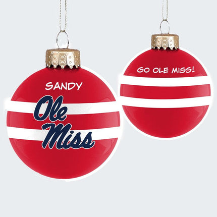 University of Mississippi Personalized Glass Ornament created by ORNAMENT SHOP