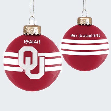 University of Oklahoma Personalized Glass Ornament created by ORNAMENT SHOP