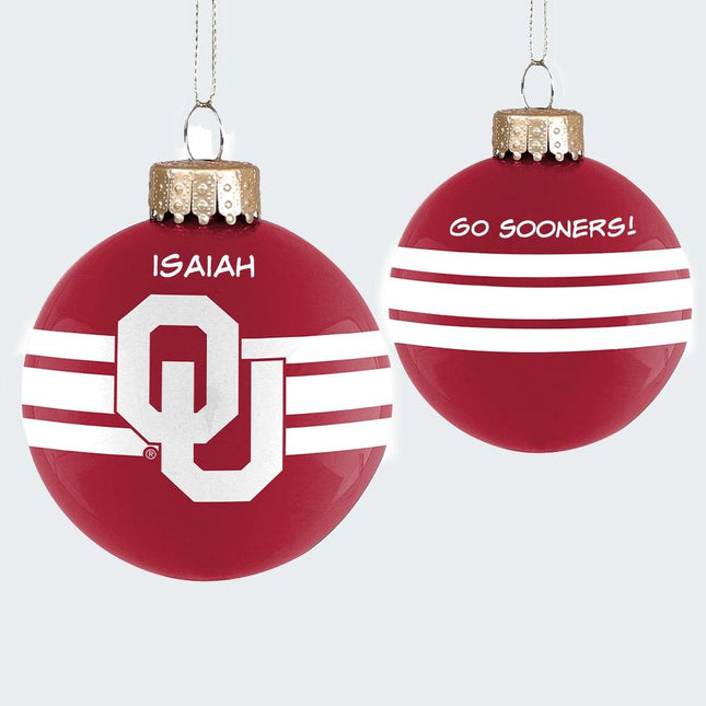 University of Oklahoma Personalized Glass Ornament created by ORNAMENT SHOP