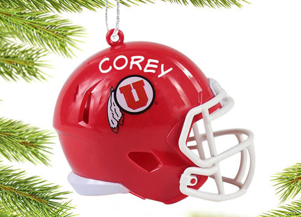 University Football Helmet Personalized Glass Ornament