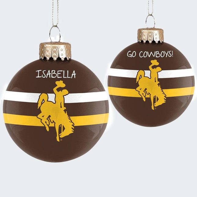 University of Wyoming Personalized Glass Ornament created by ORNAMENT SHOP
