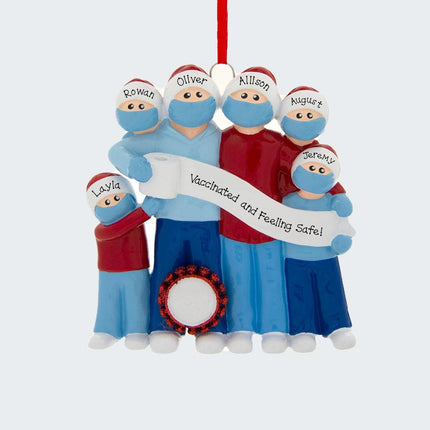 Vaccine Pandemic Survival Family Personalized Ornament - 3, 5, 6 Family Members - FAMILY - 6 Family Members created by RUDOLPH AND ME and designed by Ornament Shop