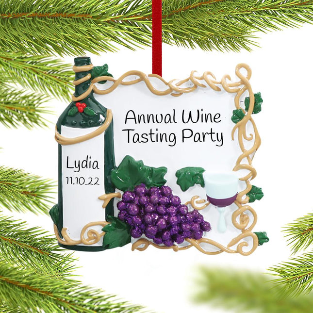 Vineyard Wine Bottle with Grapes and Wine Personalized Glass Ornament created by RUDOLPH AND ME and designed by Ornament Shop