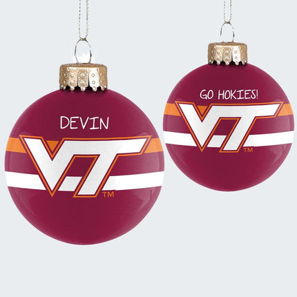 Virginia Tech Personalized Glass Ornament created by ORNAMENT SHOP