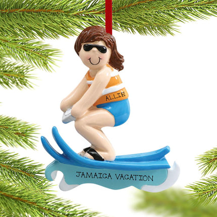 Waterskier Girl Being Pulled Behind A Boat Ornament created by RUDOLPH AND ME and designed by Ornament Shop