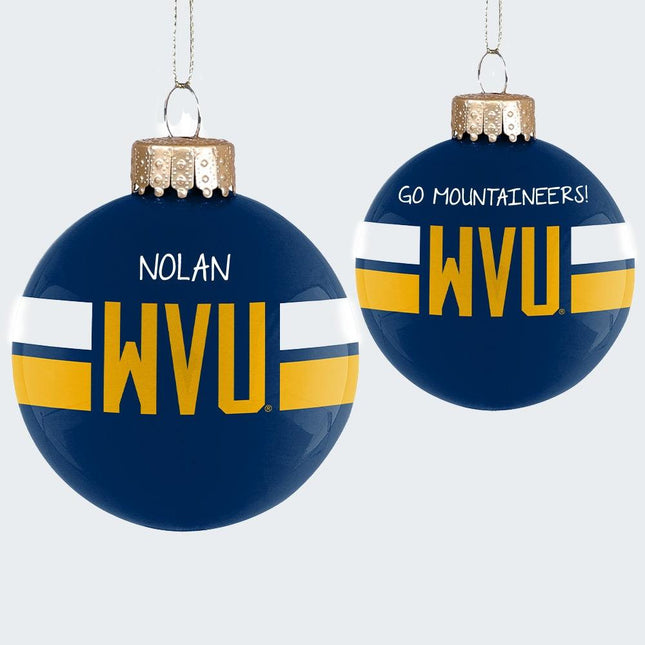 West Virginia University Personalized Glass Ornament created by ORNAMENT SHOP