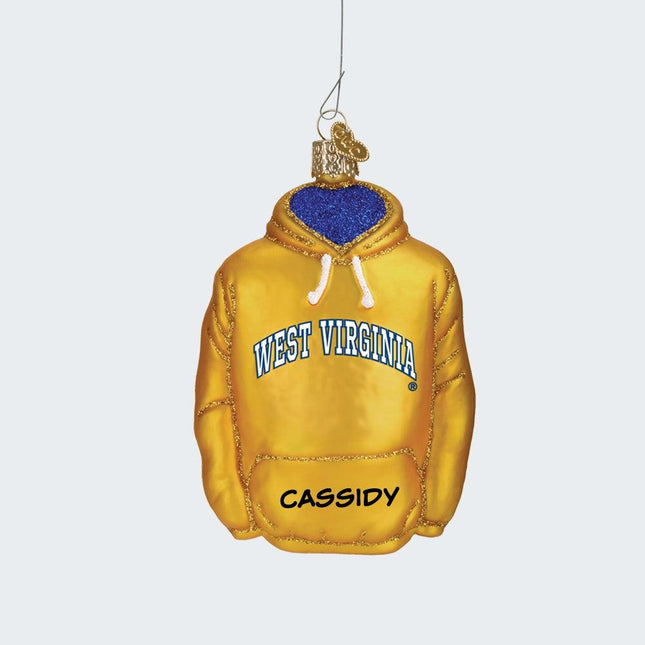 West Virginia University Hoodie Sweatshirt Ornament created by OLD WORLD CHRISTMAS and designed by Ornament Shop