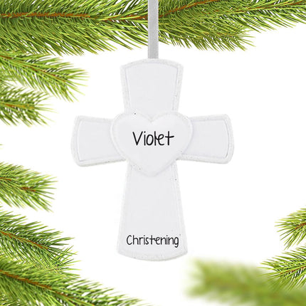 White Cross with Heart Ornament created by RUDOLPH AND ME and designed by Ornament Shop
