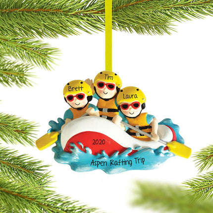 White Water Rafting Family Personalized Ornament - 2, 3, 4 Family Members - FAMILY - 3 Family Members created by ORNAMENT SHOP