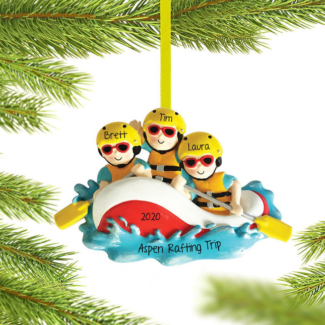 White Water Rafting Family Personalized Ornament - 2, 3, 4 Family Members - FAMILY - 3 Family Members created by ORNAMENT SHOP