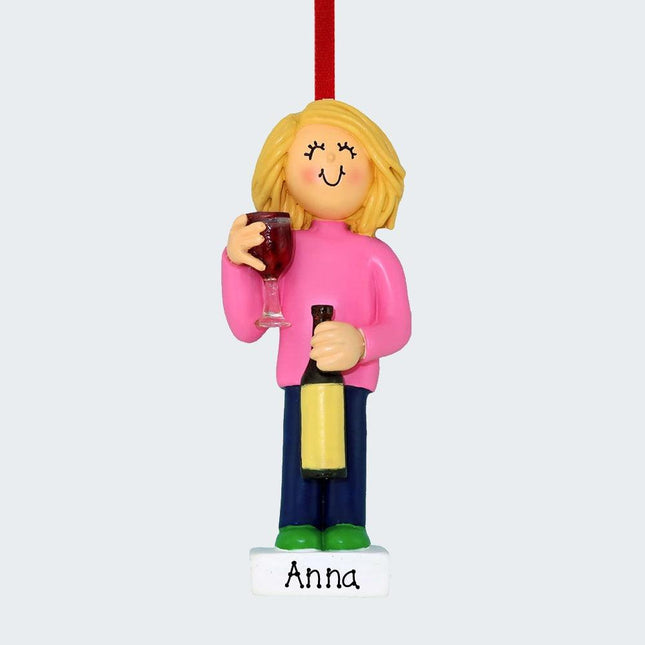 Wine Lover Personalized Ornament - HAIR COLOR - Brunette created by ORNAMENT SHOP