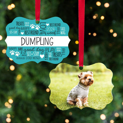 Word Cloud Happy Best Friend, Love, Sit Stay... Pet Photo Ornament - DESIGN - Pink created by ORNAMENT SHOP