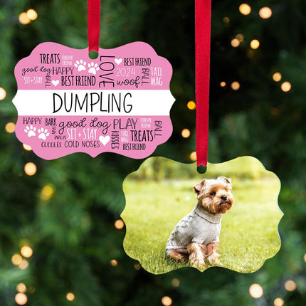 Word Cloud Happy Best Friend, Love, Sit Stay... Pet Photo Ornament - DESIGN - Blue created by ORNAMENT SHOP