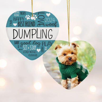 Word Cloud Pet Personalized Ceramic Heart Ornament - DESIGN - Blue created by ORNAMENT SHOP