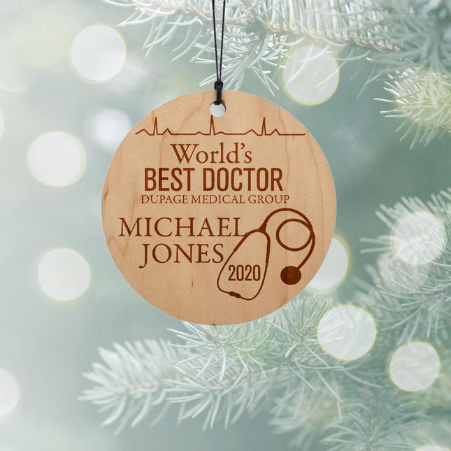 World's Best Doctor Personalized Wood Ornament created by ORNAMENT SHOP
