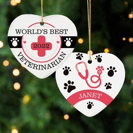 World's Best Veterinarian Ceramic Heart Ornament created by ORNAMENT SHOP