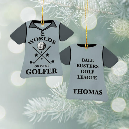 World's Okayest Golfer Ceramic T-Shirt Ornament - COLOR - Silver created by ORNAMENT SHOP