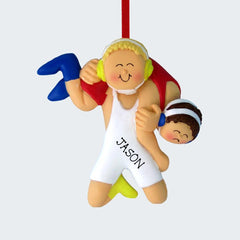 Wrestling Personalized With Opponent on Shoulder Personalized Ornament - HAIR COLOR - Blonde created by ORNAMENT SHOP