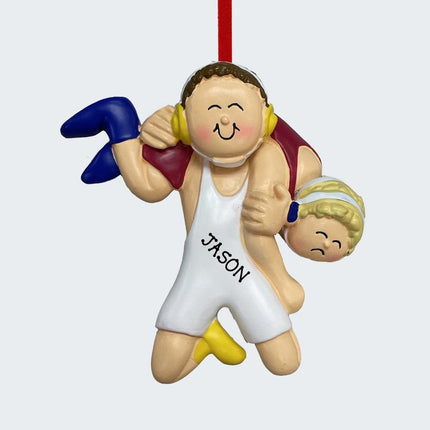 Wrestling Personalized With Opponent on Shoulder Personalized Ornament - HAIR COLOR - Brunette created by ORNAMENT SHOP