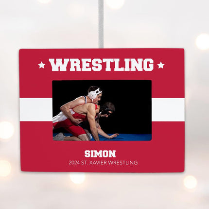 Wrestling Personalized Photo Frame Personalized Ornament - COLOR - Navy created by ORNAMENT SHOP
