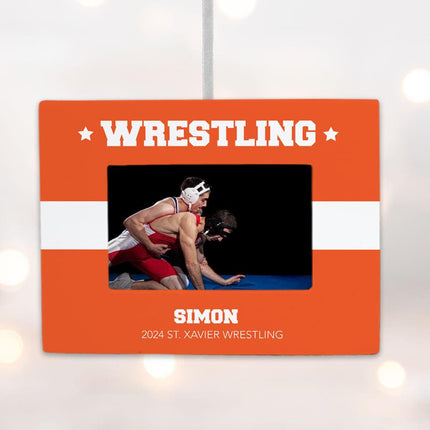 Wrestling Personalized Photo Frame Personalized Ornament - COLOR - Purple created by ORNAMENT SHOP