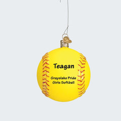 Yellow Softball Ornament created by OLD WORLD CHRISTMAS and designed by Ornament Shop