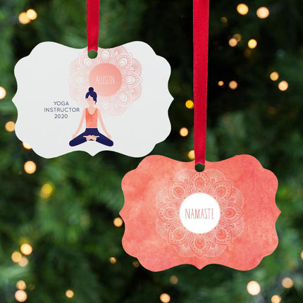 Yoga Instructor Nameste Personalized Metal Ornament - DESIGN - Black created by ORNAMENT SHOP