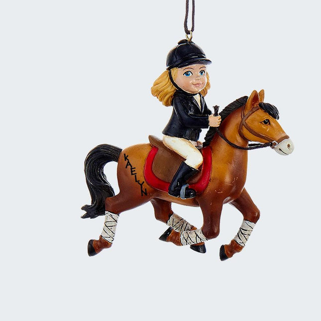 Young Equestrian Horse Rider Personalized Ornament - HAIR COLOR - Brown created by KURT ADLER and designed by Ornament Shop